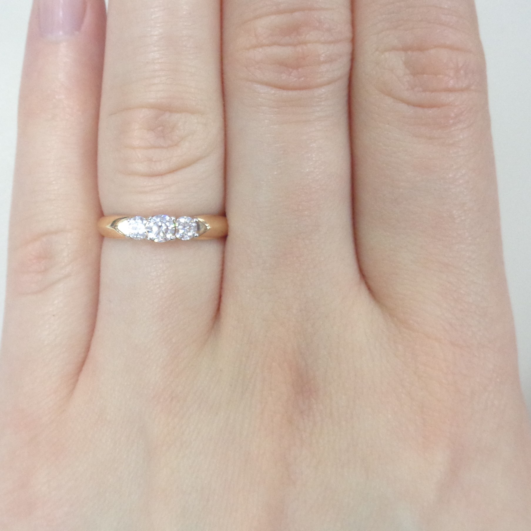 Золотое кольцо 585 пробы; родий; вставки 3 Фианит бесцв.;